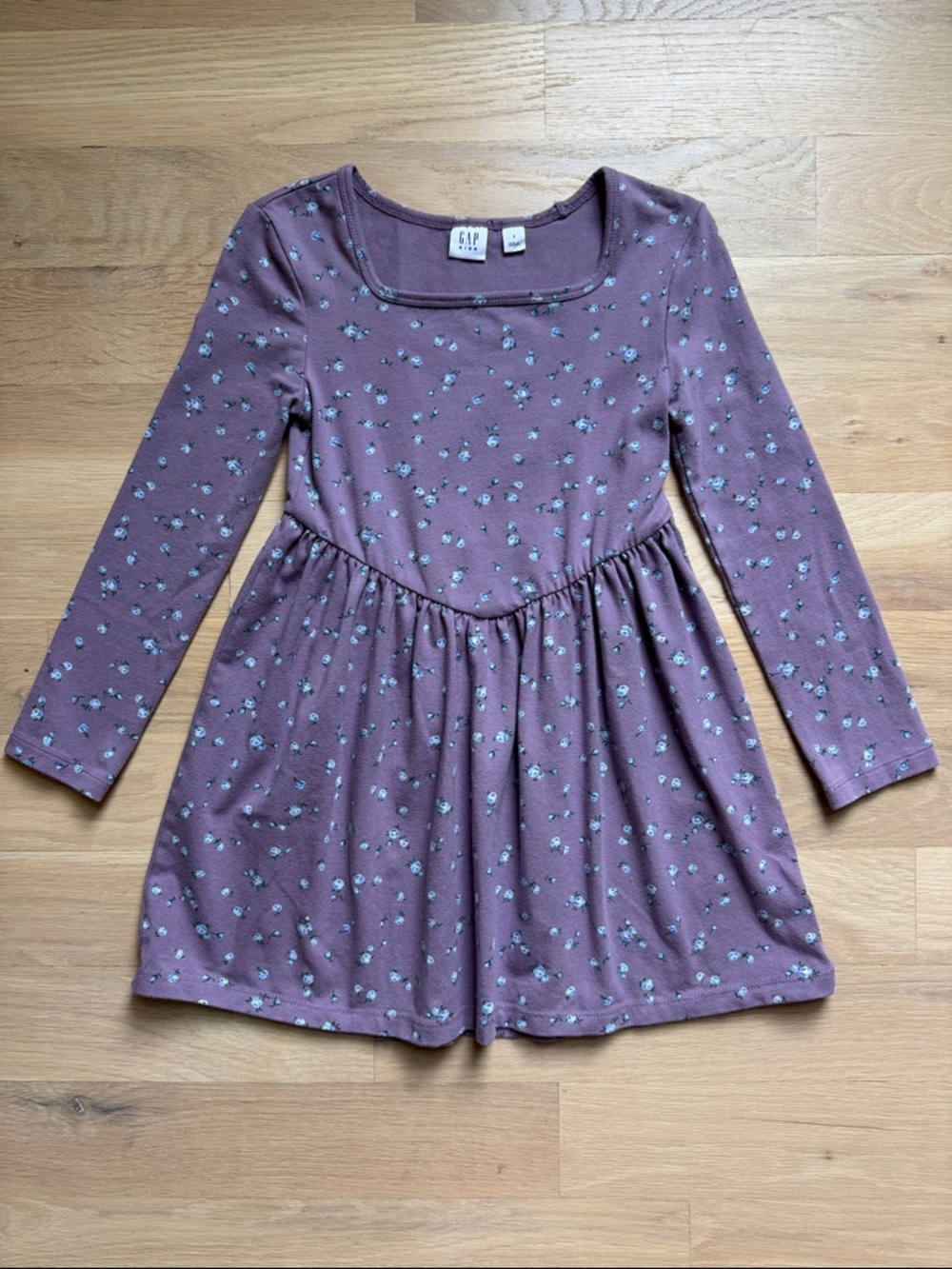 Gap Kids Jersey Square-Neck Dress, Purple Floral - Size S (6/7)